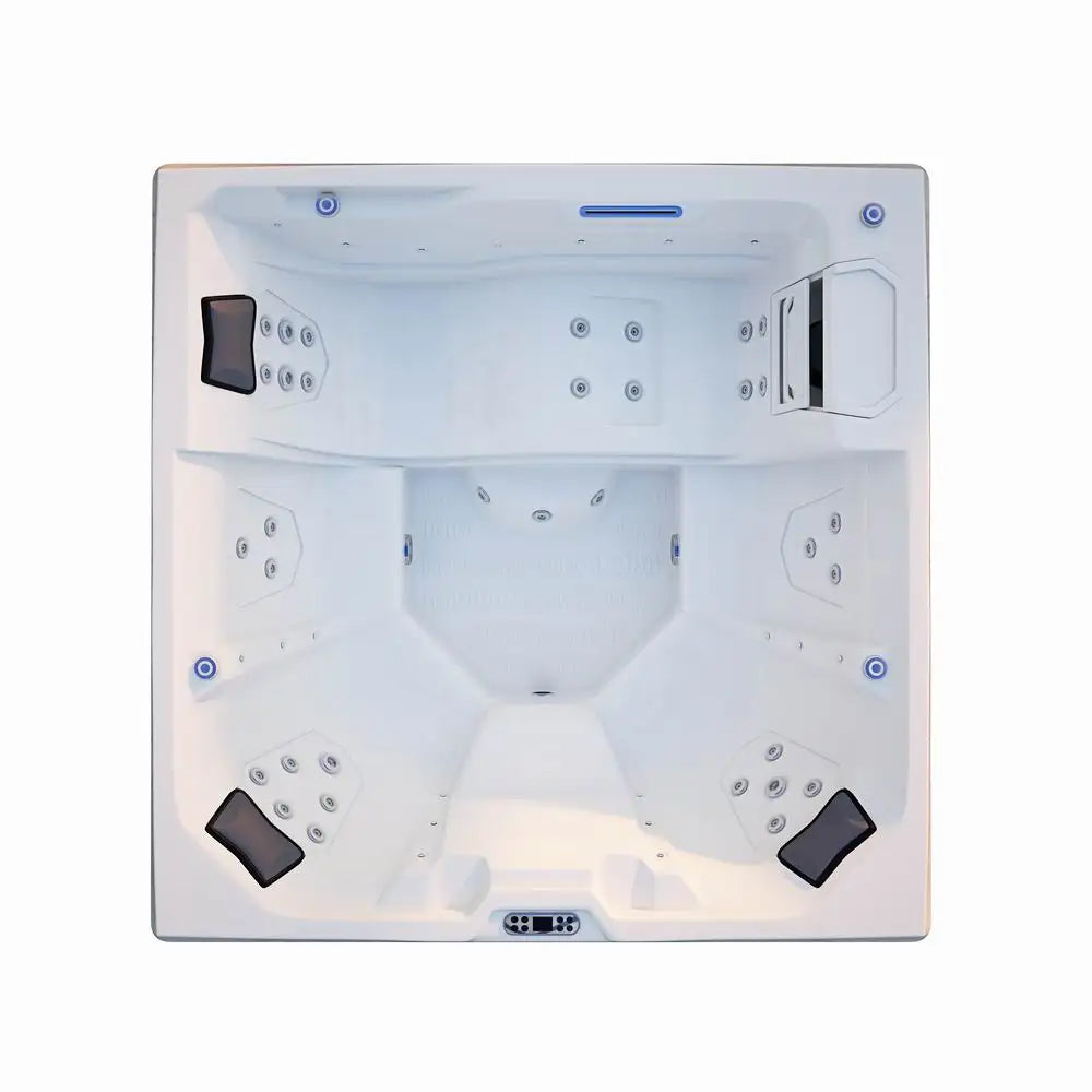 Outdoor Luxury Hot Tub with Cover Lift Swimming Hot Tub in 3 Person with Lifter Speakers Cleaning Jets Machine