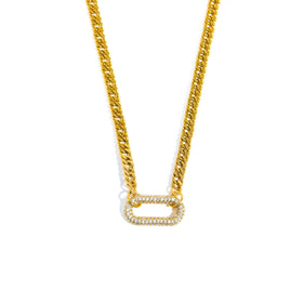 2025 New Winter Unique Design 18k Gold Plated Water Bamboo Chain Oval Zircon Pendant Designer Necklace for Women for Party