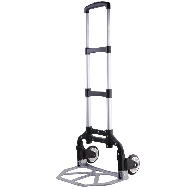 KM Brand 75kg Portable Folding Hand Trolley Aluminium Alloy Climbing Stairs Hand Cart with 6 Month Warranty Unisex for Shopping