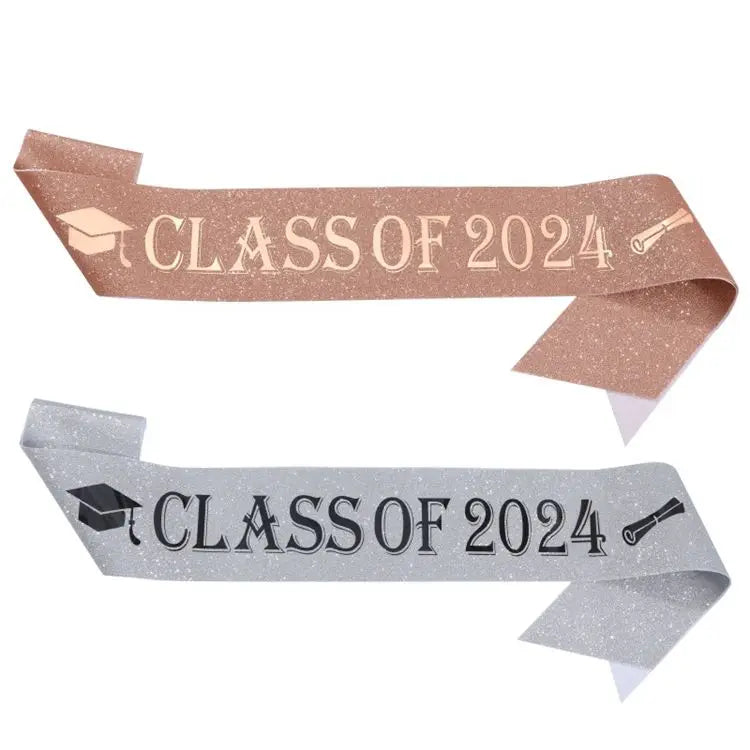 Hstyle Best Seller 2024 Graduation Sash Graduation Party Supplies Gifts Class of 2024 Golden Scallion Cloth Stamping Party Belt