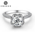 Best Selling Trendy Luxury Fine Jewelry for Women 1ct 1.0ct 1 Carat 6.5mm Moissanite S925 Sterling Silver Flower Shape Ring MegaBDM