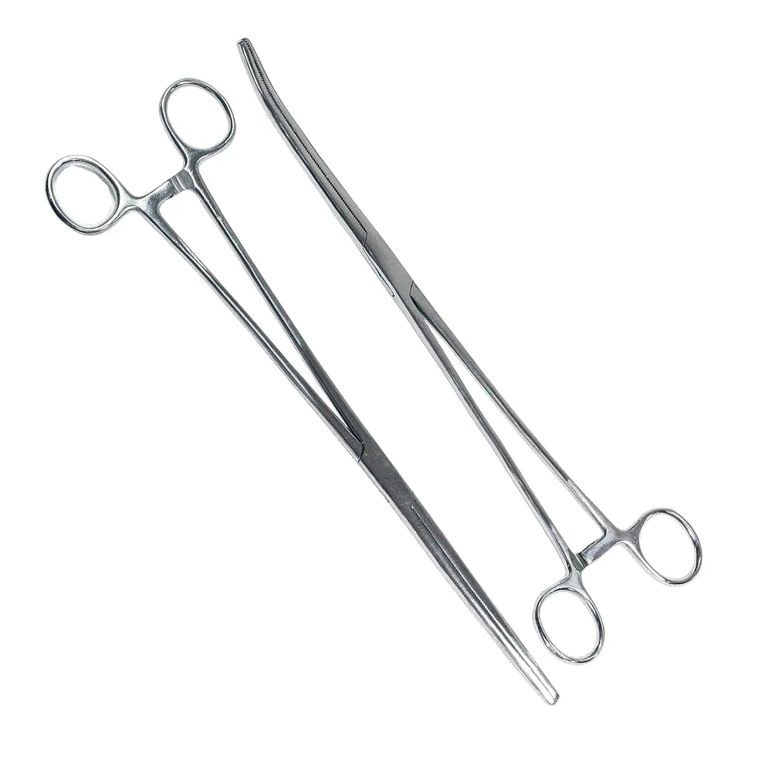 2-Piece Curved Straight 9\" Stainless Steel Hemostat Set Nurses Locking Tweezer Clamps Fishing Hair Extensions