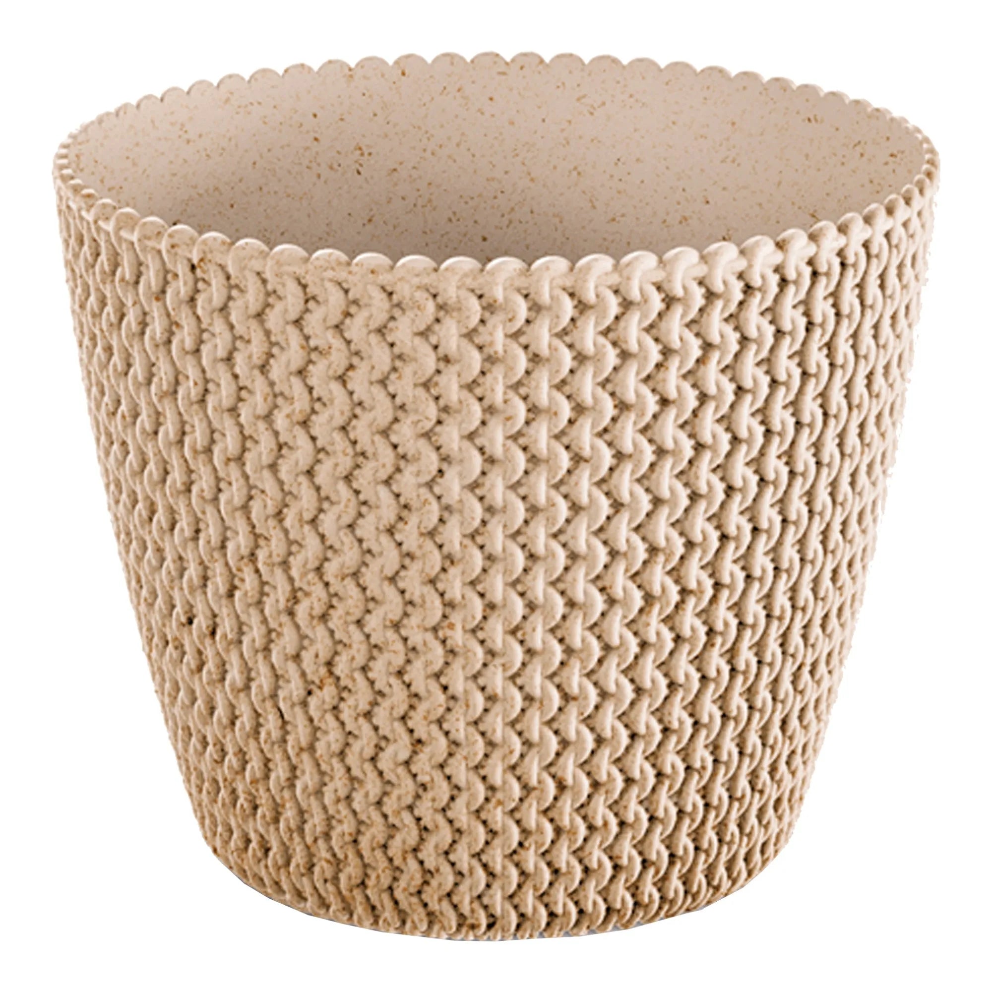 Ochre colored flower pot without reservoir SPLOFY eco wood collection 18.7cm x 18.7cm x 15.8cm 3L capacity.
