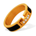 New Simple Shiny Zircons Enamel Rings Stainless Steel 18K Gold Ring Non Tarnish Waterproof Jewelry Wedding Engagement Gift