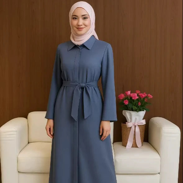 Eid Dubai Muslim Polyester Elegant and Modest Polyester Women's Clothing New Eid Abaya Dress Turkish Style for Autumn in Dubai