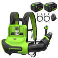48V (24V x 2) 730 CFM Cordless Battery Dual-Port Backpack Blower: (2) 8.0 Ah Battery, 100W Charger and (2) 3-Ft Cables MegaBDM