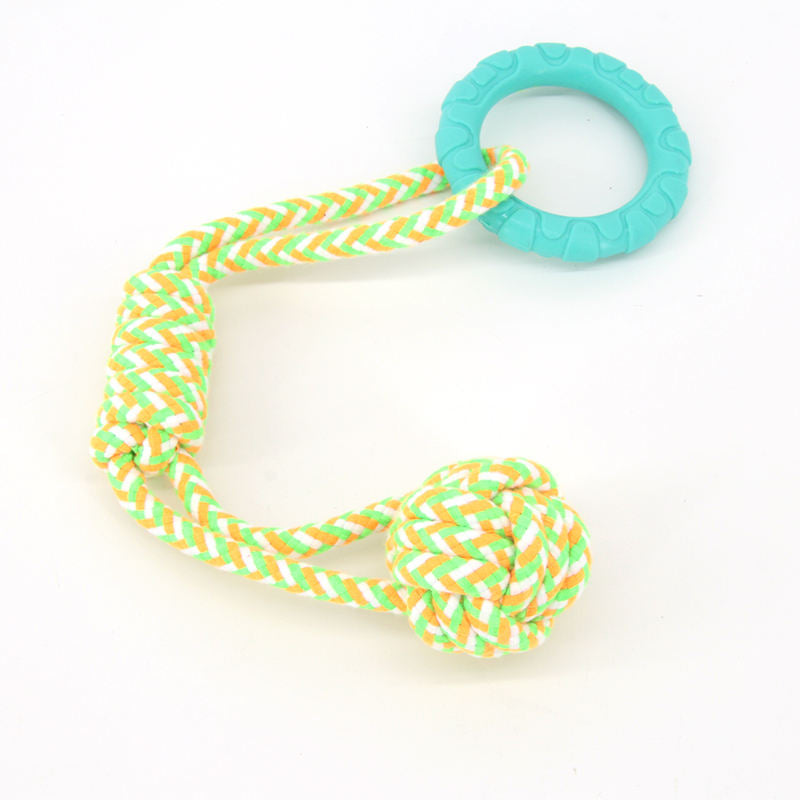 TPR Chew Ring & Rope Tug Dog Toy – Durable Interactive Teething Toy for Aggressive Chewers – EU Local Stock