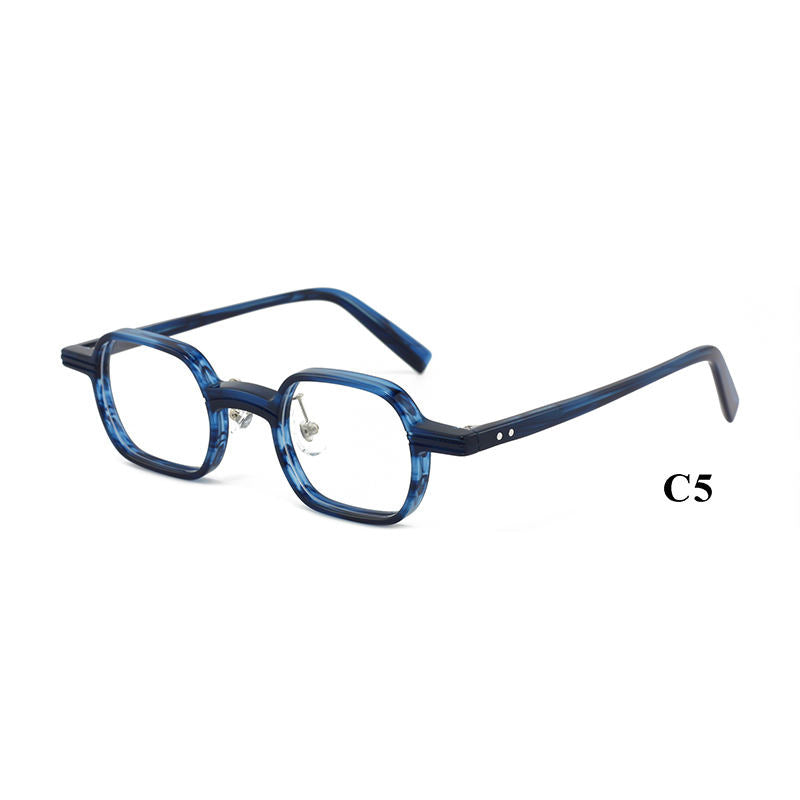 Cellulose Acetate Square Geometric Pattern Designer Unisex Optical Eyeglasses Frames Wholesale