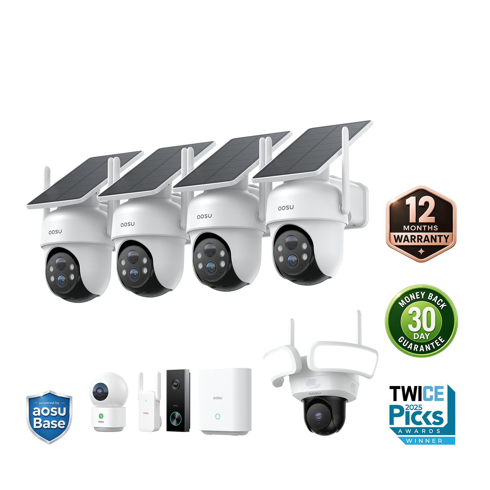 SolarCam D1 Classic Kit + Video Doorbell Pro + Floodlight Cam Pro + IndoorCam P1 Pro - 4-Cam Kit + Video Doorbell Pro + Floodlight Cam Pro + IndoorCam P1 Pro MegaBDM