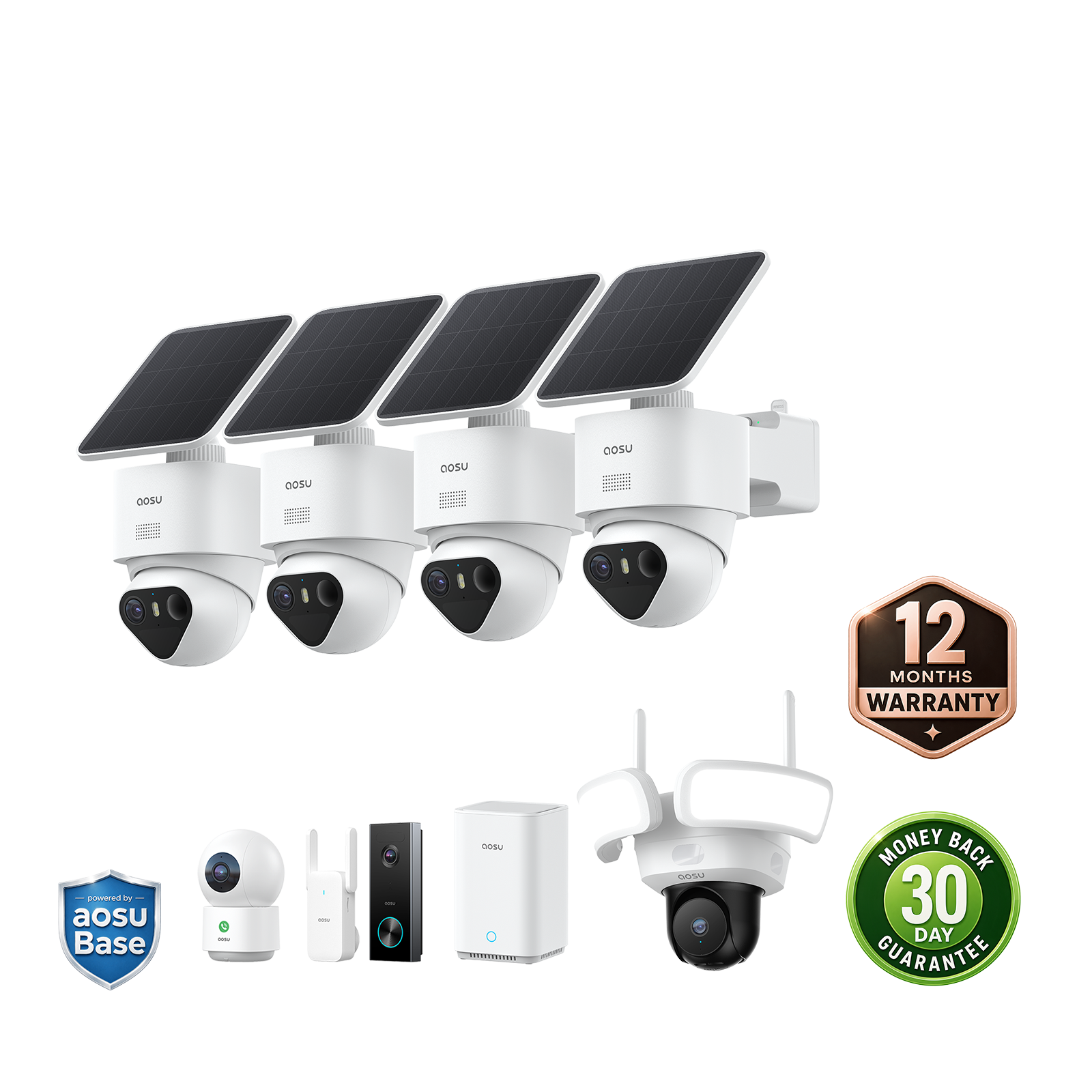 aosu T2 Ultra + Video Doorbell Pro + Floodlight Cam Pro + IndoorCam P1 Pro - aosu T2 Ultra 4-Cam Kit + Video Doorbell Pro + Floodlight Cam Pro + IndoorCam P1 Pro MegaBDM