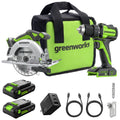 24V Brushless 1/2" 400 in/lbs Drill / Driver and 6.5" Circular Saw Combo Kit w/ (2) 2.0Ah USB-C Batteries and 65W USB-C Fast Charger MegaBDM
