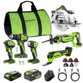 24V Brushless Power Tool 6PC Combo Kit w/ (1) 4.0Ah & (1) 2.0Ah USB-C Batteries and Charger MegaBDM