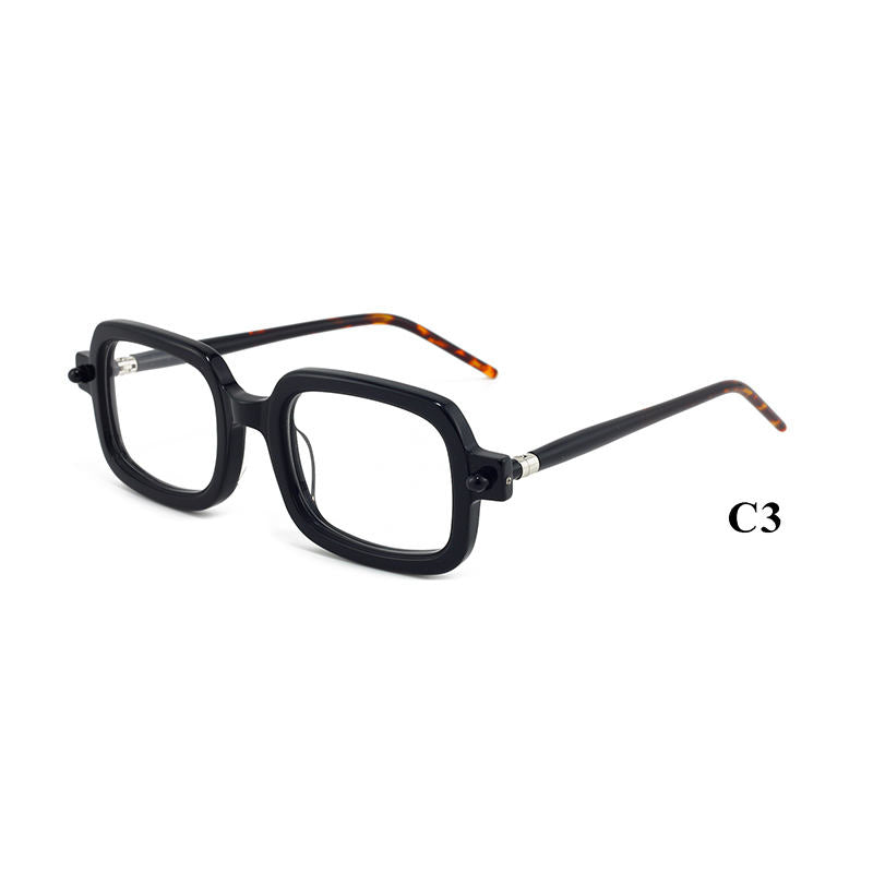 Latest Style Manufacture Wholesale Unisex Square Frames Design Geometric Pattern Acetate Eyewear Optical Popular Big Frame Eye