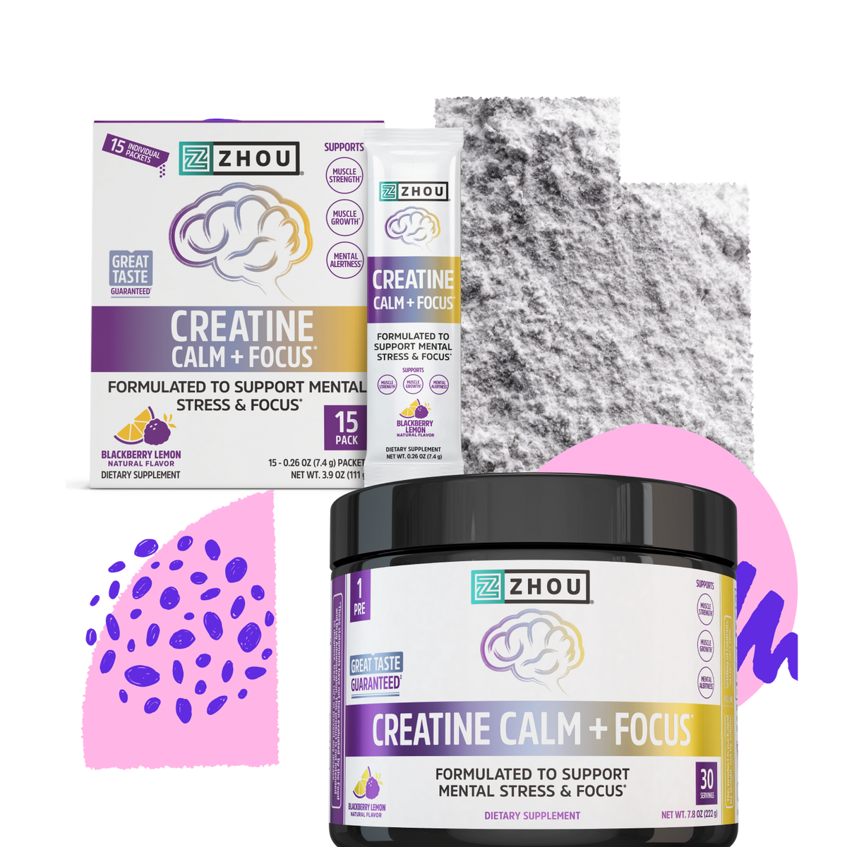 Creatine Calm + Focus Stick Pack + Tub Bundle MegaBDM