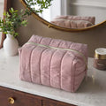 Cotton Cosmetic Bag Puffy Quilted Cute Make Up Bag for Women Toiletry Pouch Gifts for  Travelling Essentials Pink