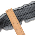 6.5 cm Wide Diy Double Layer Pleated Ruffle Lace Fabric Gathered Elastic White Black Bridal Dress Lace Trims With Rhinestones