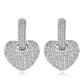 Micro Pave Designer Cubic Zirconia Lovely Cute White Gold Color Small CZ Drop Hoop Heart Shape Earring for Women Fashion Jewelry