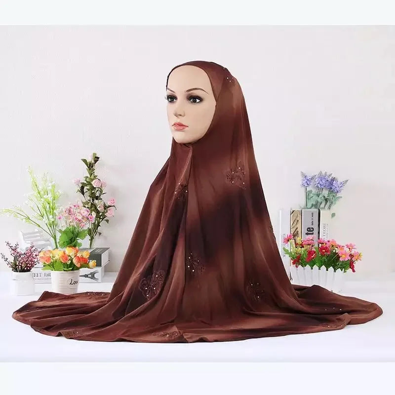High Quality Large Size Muslim Instant Hijab for Women Wholesale Arabic Polyester Instant Hijab