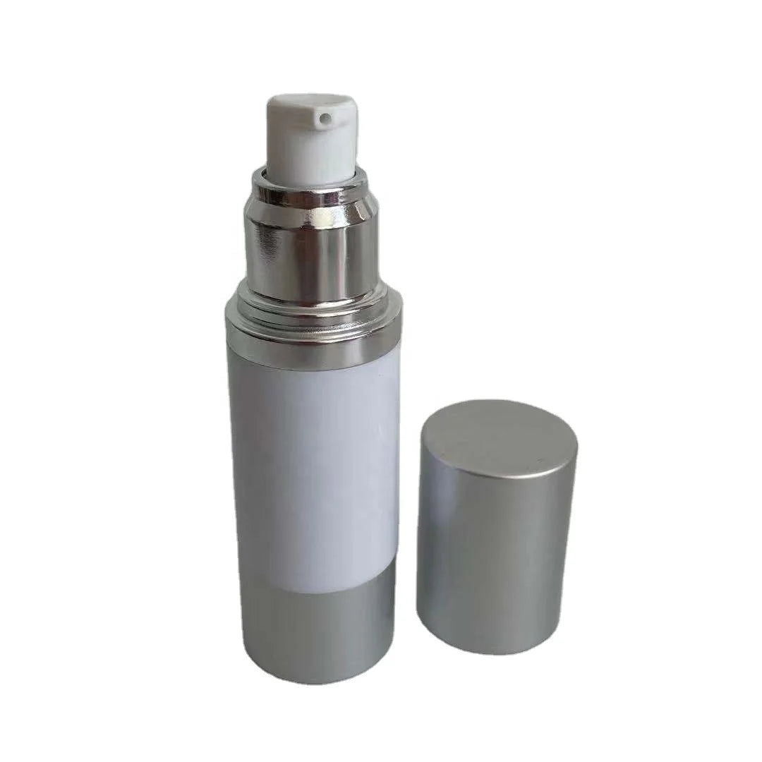 White Transparent Plastic Refillable Airless Pump Bottle Screen Printing for Skin Care Serum Lotion Shampoo Custom Logo 50ml