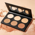 Multipurpose Contouring Blush Highlighter Makeup Palette 6-in-1 Face Powder Kit with Mirror