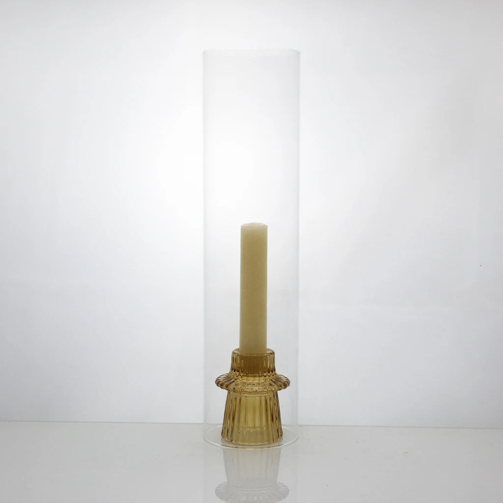 Small Embossed Colored Glass Candlestick Holder and Hurricane Lamp Customizable Offset Printing for Home Decoration Wax Usage