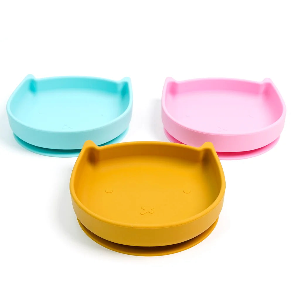 Best Seller Silicone Suction Plates for Babies and Toddlers 100% Food Grade Silicone Cat Shape Plate for Wholesale MegaBDM