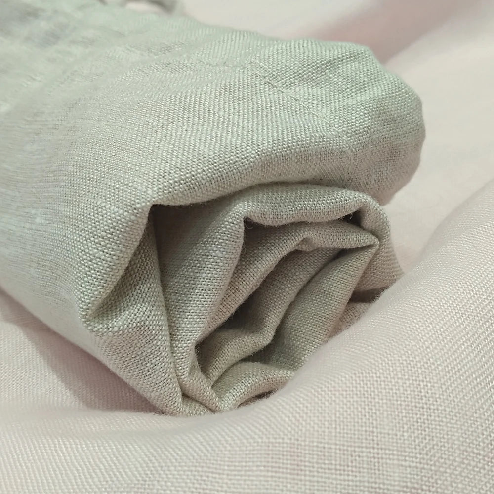 100% Linen Fabric Plain Dyed for Dress Woven 110" Wide Width for Home Textile Garment Beige Ready Stock