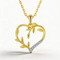 Romantic Gold Plated Leaf Design 925 Sterling Silver Heart Pendant Necklace for Valentine's Day Gift
