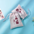 Personalized White Velvet Drawstring Pouch Small Chic Wedding Favor Bags Faux Suede Jewelry Packaging with Chic Print