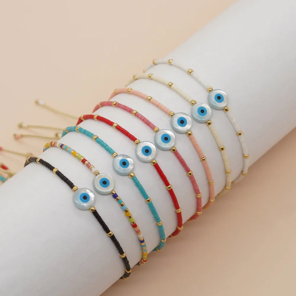 Go2boho Friendship Bracelets for Women Shell Evil Eyes Accessories Miyuki Delica Bead Handmade Dainity Jewelry