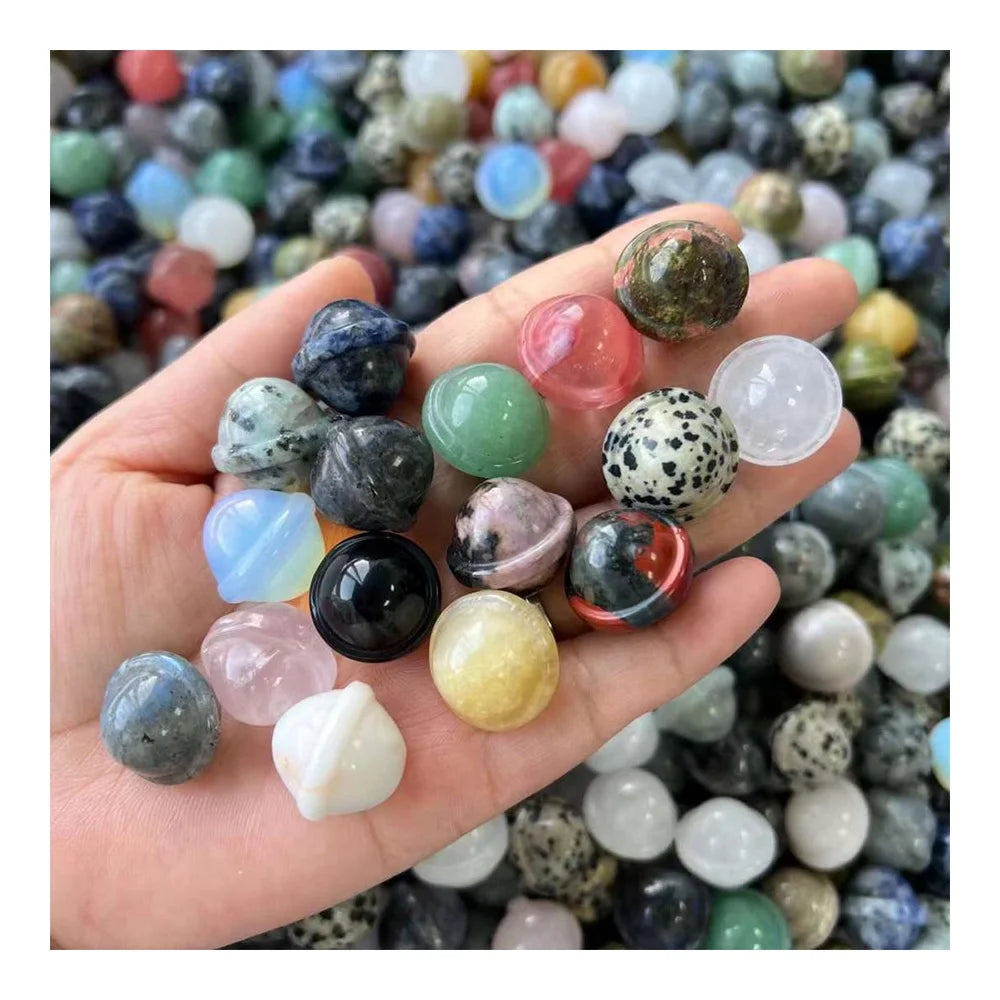 Eight Planets Natural Crystal Spheres Solar System Round Ball Bead Gemstone Ore Specimen Collection Ornaments Home Decor Gift