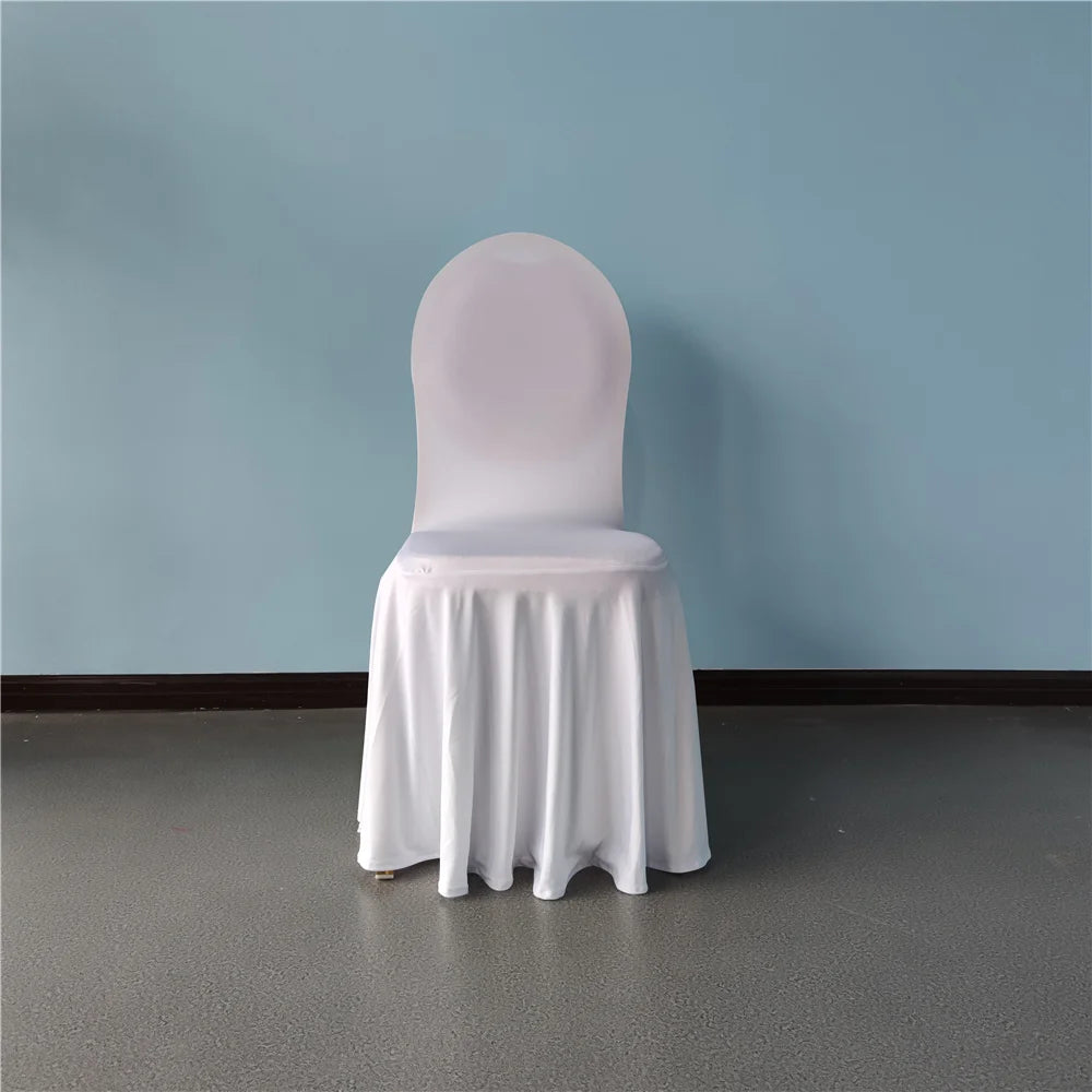 Wholesale Tenrich Plain White Stretch Banquet Wedding Chair Cover Housse De Chaise Spandex/Polyester/Satin Durable Reusable