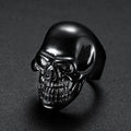 Custom Wholesale Fashion Stainless Steel Skull Ring Jewelry Gothic Black Gold PVD Skull Ring for Men