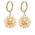 Sun Earrings for Women 18K Gold Dainty Huggie Hoop Earrings with Sun Charm Minimalist Statement Dangle Earrings Trendy Jewelry