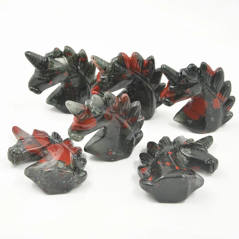 Huiying 50*45*20mm Gemstone Animals Carving Horse for Gift Sculpture with African Blood Stone