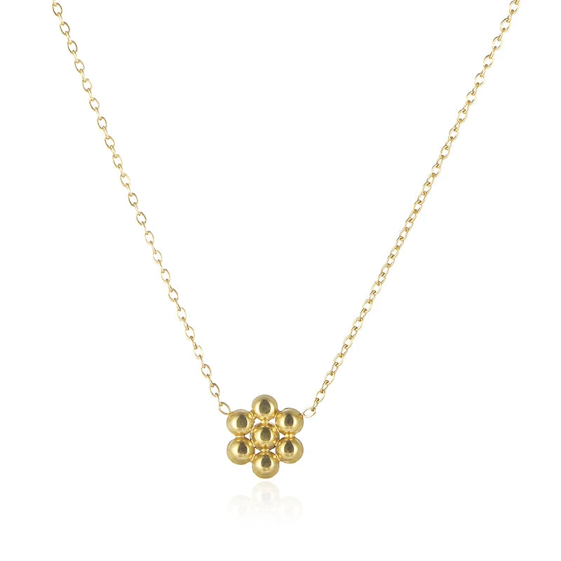 Hot Sale Stainless Steel 18K Gold Plated Geometric Strand Necklace with Little Balls Unisex Anniversary Pendant