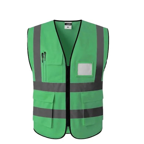 High Visibility Reflective Safety Vest Yellow Green Polyester Breathable Unisex Work Vest With Custom Logo