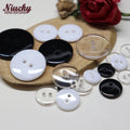 9mm-30mm 2-Hole Double Bread Resin Buttons with Sequins Washable Black/White/Transparent for Clothing Sewing