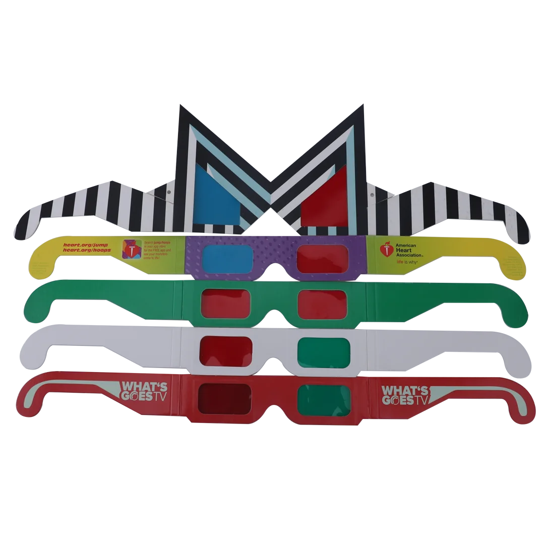 Bespoke Movie Cinema Concert Custom Full Printing Folding Paper Red Cyan 3d Glasses for Tv Cyan Red Blue