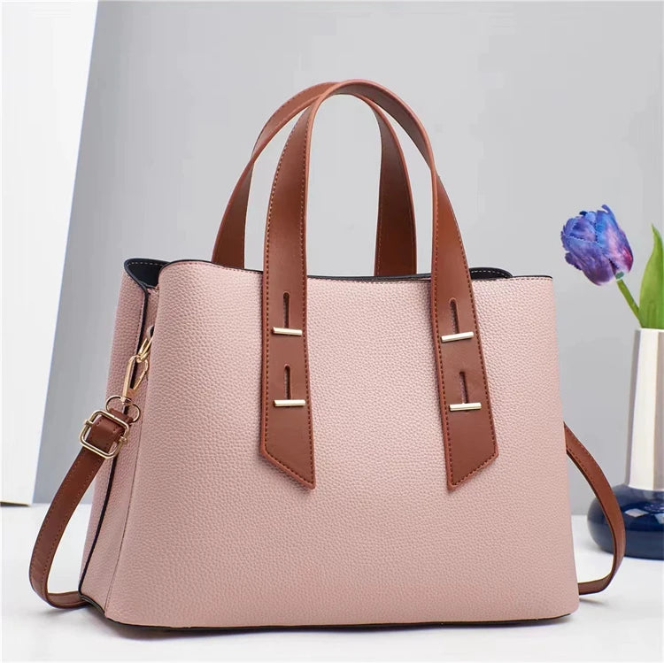High Quality Pu Hot Travel Latest Female Stylish Tote Brand Quilted pink Large Shoulder Handbags Supplier
