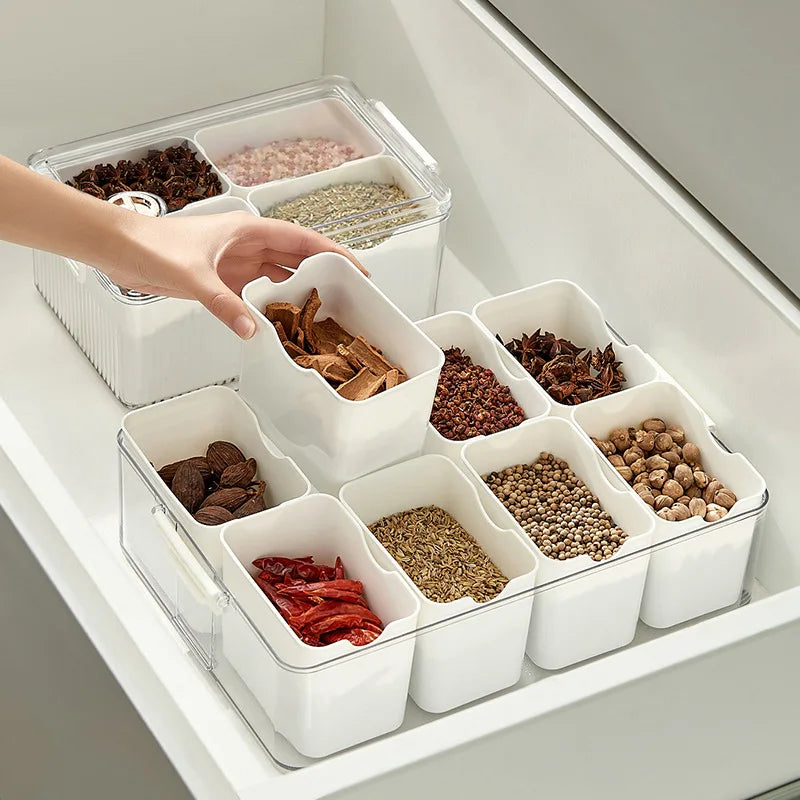 OWNSWING Divided Serving Tray With Lid Plastic Food Storage Organizer for Snack Box BPA-Free Kitchen Organizer Bin