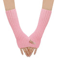 MIO 22 Colors Acrylic Knitted Long Fingerless Gloves Winter Warm 30cm Length Stretchy Elbow Arm Gloves Mittens for Men Women