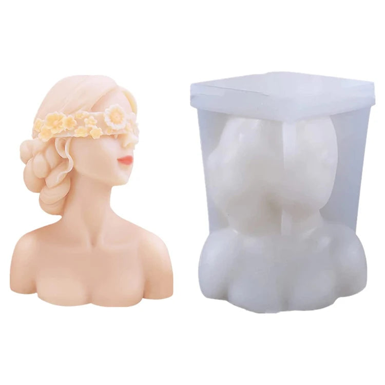 Silicone Candle Mold Covered Eye Girl Candle Mold Resin Casting Mold Used for DIY Crafts Candle Soap Making