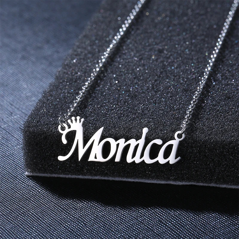 Plated Necklace Custom Name Letter Stainless Steel Necklace Steel  English Letters Pendant Necklace
