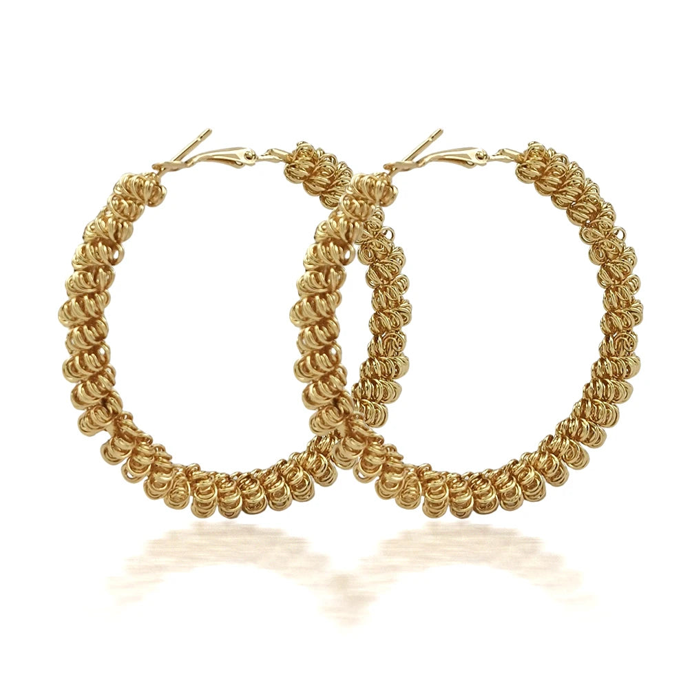 Fashion Exaggeration Hoop Earrings Jewelry Big Circle Earrings Girl Twine Chunky Hoops Charms Accessories