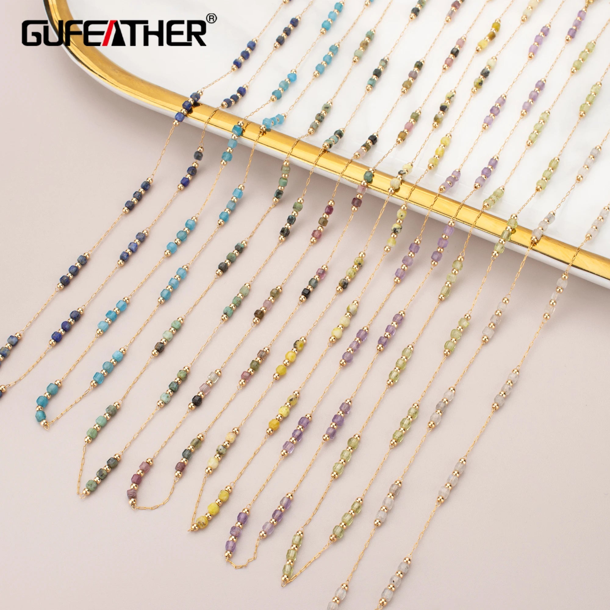 JN10 Handmade Stainless Steel Necklace with Natural Stones Fashion Jewelry Nickel-Free One Piece Lot Bag Packing