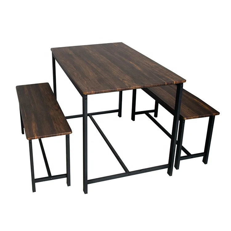 Modern Rectangle Dining Table Metal Legs Eco-Friendly Wood Top Durable Stable Design Apartment-Friendly Convertible Extendable