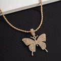 SHIXIN Bohemia Twist Rope Chain Iced Out Jewelry Big Butterfly Necklace Women CZ Bling Bling Shiny Butterfly Shape Necklace