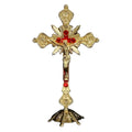 2023 Large Size 30cm Metal Catholic Crafts Multi Color Plated Standing Crucifix Prayer Cross Standing Crucifix Jesus Cross