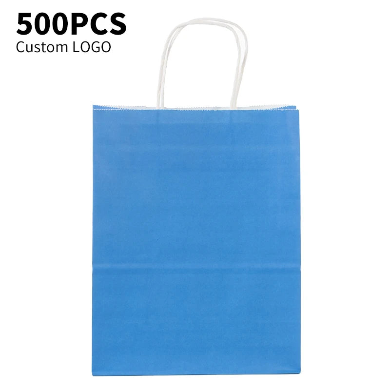 Wholesale Custom Brown Pink Eco-Friendly Kraft Paper Shopping Bag with Patch Handle for Gift & Craft Custom Logo Accepted